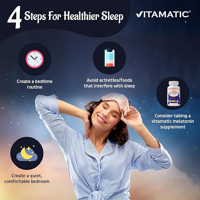Vitamatic Melatonin 60 mg Fast Dissolve Tablets - 60 Vegan Natural Berry Flavor Tablets - Non-Habit Forming - Non-GMO Gluten Free (1 Bottle)