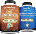 Nutrivein Premium Magnesium L-Threonate &amp Berberine Supplement Bundle: High Absorption Berberine HCL + Magnesium Threonate Supplement Pair for Digestion Rest and Well-Being