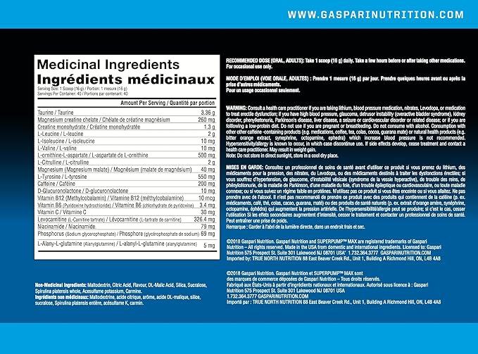 Gaspari Nutrition SuperPump Max Blue Raspberry Ice - 1.41 lbs