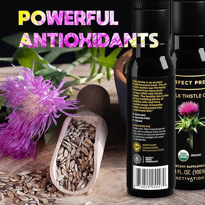 ACTIVATION Products - Perfect Press Milk Thistle Oil Milk Thistle Extract for Natural Detox and Blood Circulation Pure Milk Thistle Liquid for Heart Health Milk Thistle Supplement Non GMO 100 ml