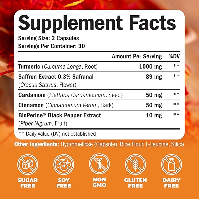 Women's Multivitamin + Turmeric Saffron Cinnamon &amp Cardamom Bundle. Women's Vitamins &amp Minerals Formula for Immune and Joint Support Inflammatory Response.