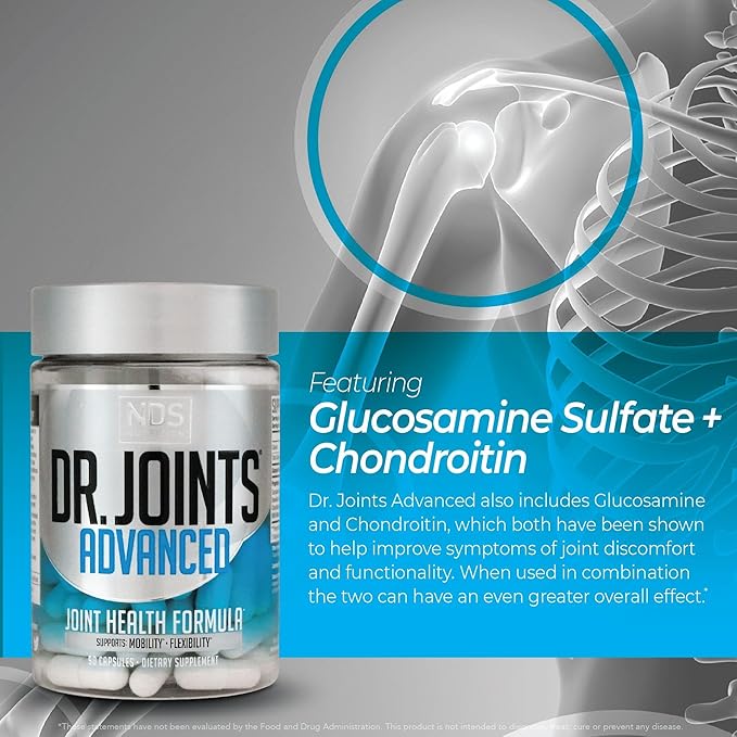 NDS Nutrition Advanced - Joint Health Formula with FruiteX-B Glucosamine &amp Chondroitin - Improved Mobility &amp Flexibility - 90 Capsules