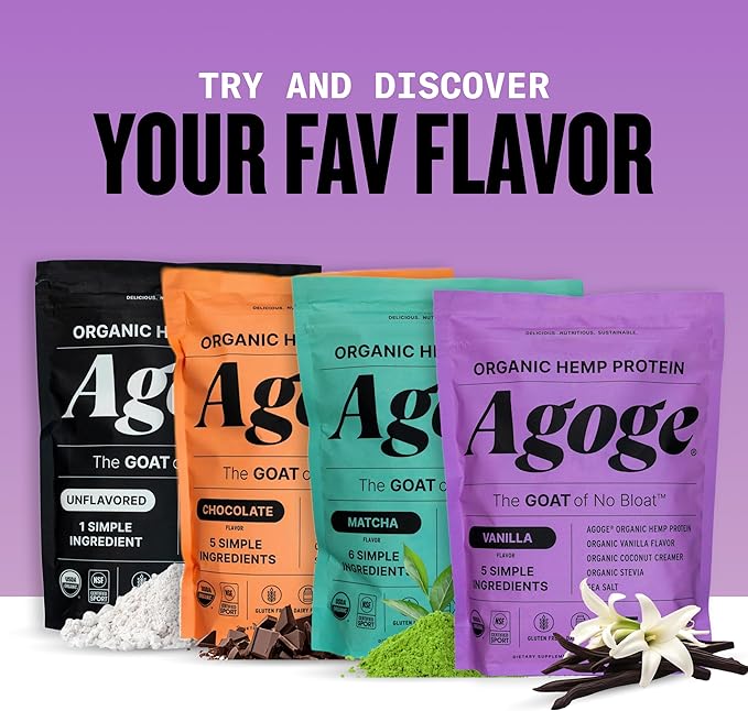 Agoge - USDA Organic Hemp Protein Powder The Goat of No Bloat NSF Certified for Sport All Flavor Essential Amino Acids Plant-Based Gluten Free for Women &amp Men (20 Servings) (Vanilla)
