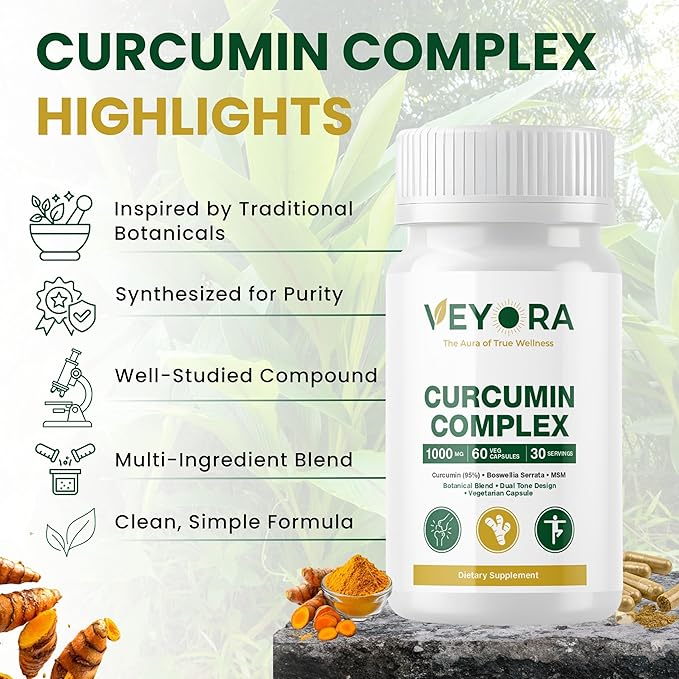 Curcumin Complex | 60 Veg Capsules Turmeric Extract with Boswellia MSM &amp Botanical Blend Balanced Daily