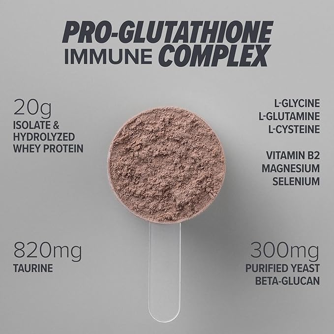 Essential Nutrition Immuno Whey - Isolate &amp Hydrolyzed Whey Protein Powder with Added Amino Acids to Support Glutathione Production - Beta Glucan - Chocolate - 16.9 oz (15 Servings)