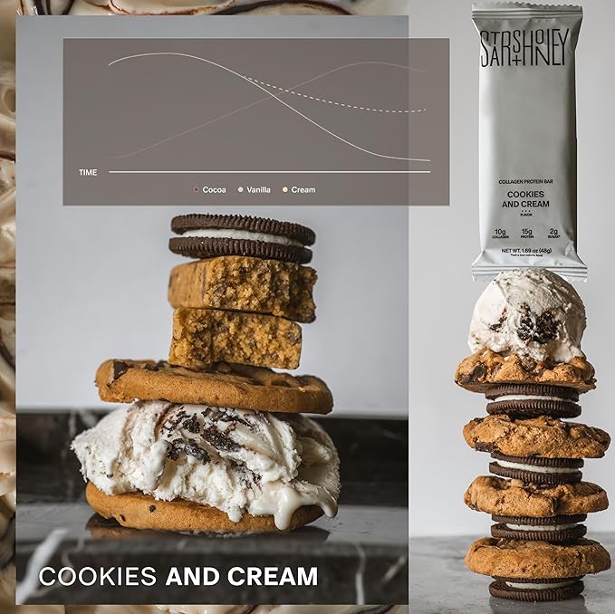 Stars + Honey Protein Bars Cookies &amp Cream 15g Protein 2g Sugar with Collagen Peptides Dairy Free Soy &amp Gluten Free Snacks for Adults Keto Friendly No Seed Oils or Sugar Alcohols 10 P