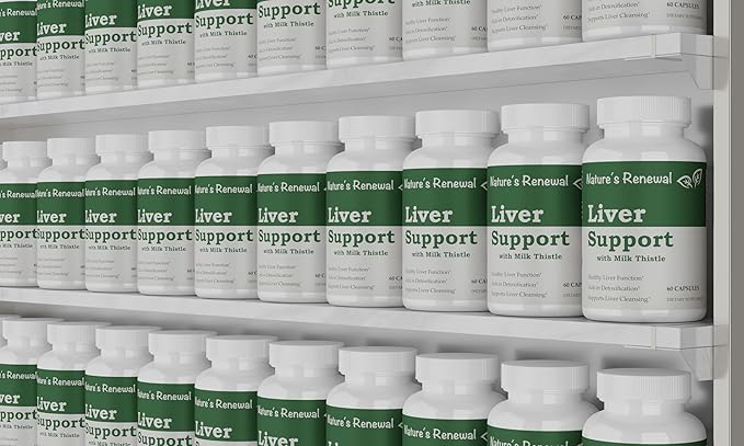 Nature's Renewal Liver Support Supplement – Cleanse Detox Repair Renew Recovery Formula with Milk Thistle Dandelion Root Artichoke Extract Choline Turmeric – 60 Capsules