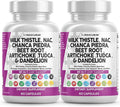 Clean Nutraceuticals Milk Thistle NAC Chanca Piedra Beet Root Artichoke Astragalus Dandelion Root - Liver Cleanse Supplement Plus TUDCA Choline &amp Ginger - 2Pack