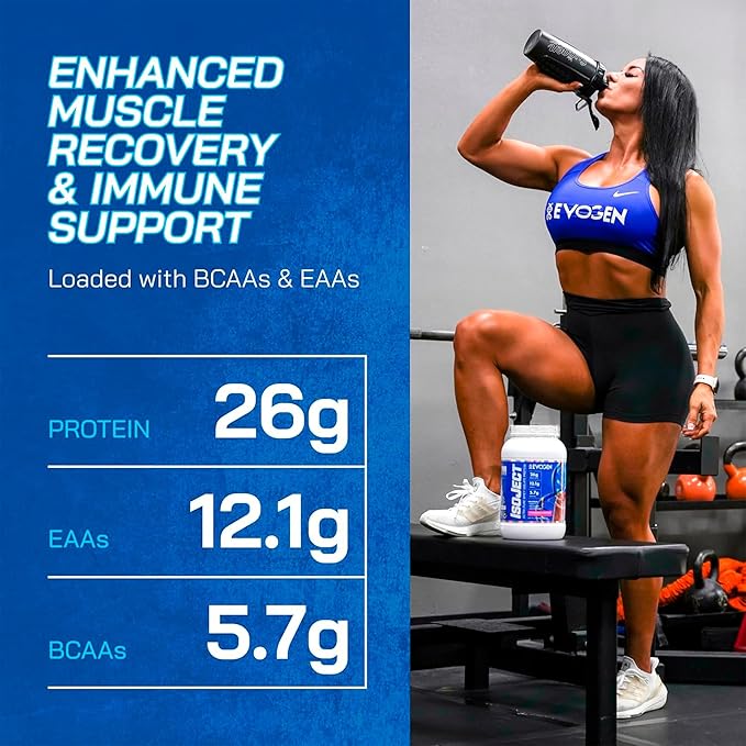 Evogen Isoject - Whey Protein Isolate | Ultra-Pure Whey Protein Powder with Ignitor Enzymes BCAAs and EAAs | Enhanced Absorption &amp Recovery | Strawberry Smoothie | 25 Servings