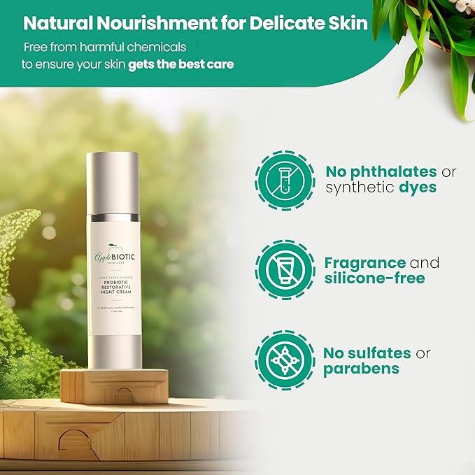 Apple Cider Vinegar Restorative Night Cream - Overnight Firming Smoothing Cream with African Green Coffee Green Tea Chamomile &amp Probiotic Extracts for Dry Oily Sensitive Skin Men &amp Women