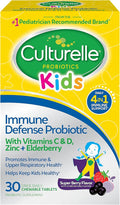 Culturelle Immune Defense Probiotic with Vitamin C Vitamin D and Zinc + Elderberry Non-GMO 4-in-1 Immune Support for Kids Ages 3+* Mixed Berry Chewables 30 Count