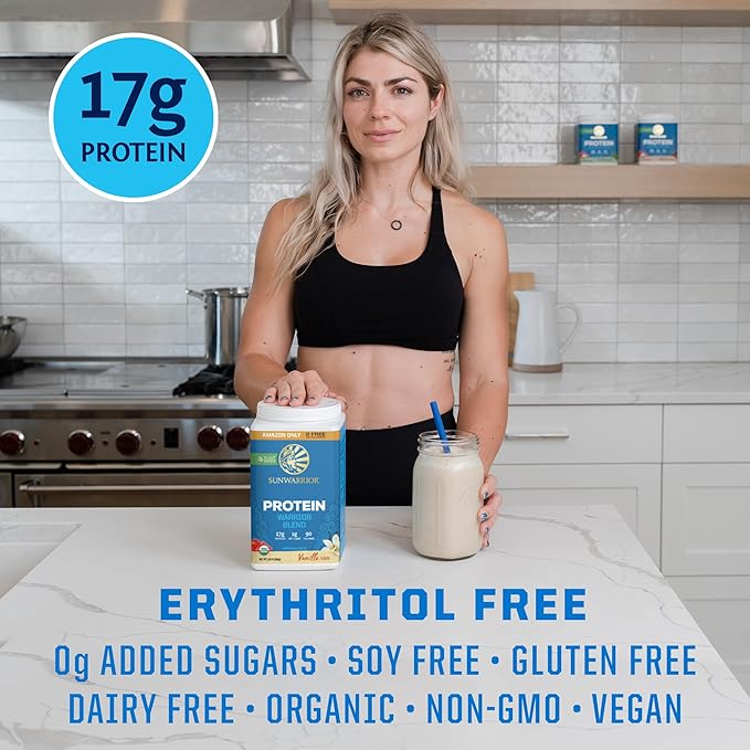 Sunwarrior Mocha &amp Vanilla Organic Plant Based Protein Powder Set | Bundle &amp Save | Vegan Organic Protein Powder | Non-GMO Soy Dairy Filler &amp Gluten Free (32 Servings Vanilla 30 Servings