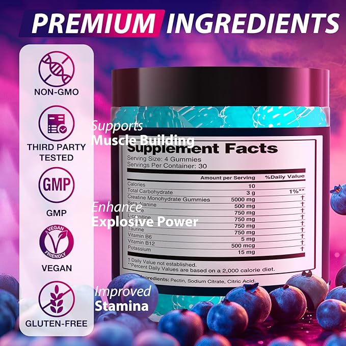 Creatine Monohydrate Gummies Complex 8500 MG for Men &amp Women 120 Count