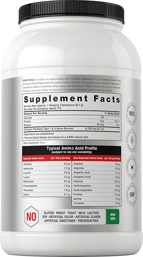 Horbaach Collagen Peptides Powder 40 oz | Unflavored | for Men &amp Women | Grassfed Type I &amp III | Non-GMO Gluten Free Supplement