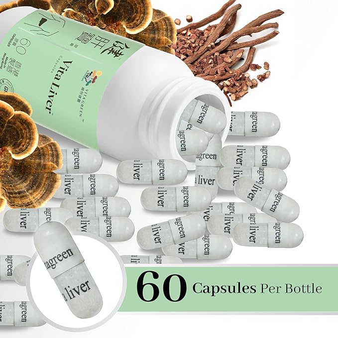Vita Green Liver Supplement (健肝寶) – Herbal and Vitamin Blend for Daily Cleanse – Boosts Energy Promotes Resilience and Supports Overall Vitality – 60 Capsules