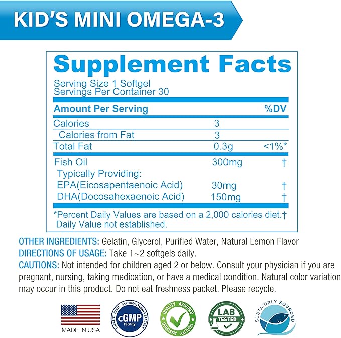 LOVITA 6-Pack Family Wellness Bundle - 3 Adult Fish Oil (120ct) &amp 3 Kid’s DHA (30ct) rTG Omega-3 &amp Lemon Flavor Brain Support