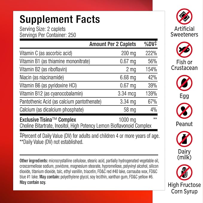 Lipo Flavonoid Ear Ringing - Doctor-Recommended for Ringing Ears – Clinically Proven Lemon Bioflavonoid Complex with Vitamins C B1 B2 B6 B12 &amp Calcium - 500 Caplets