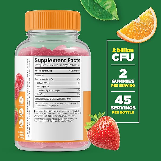 Lifeable Probiotic 2 Billion CFU + Calcium Magnesium Zinc &amp Vitamin D Gummies Bundle - Great Tasting Vitamin Supplement Gluten Free GMO Free Chewable Gummy