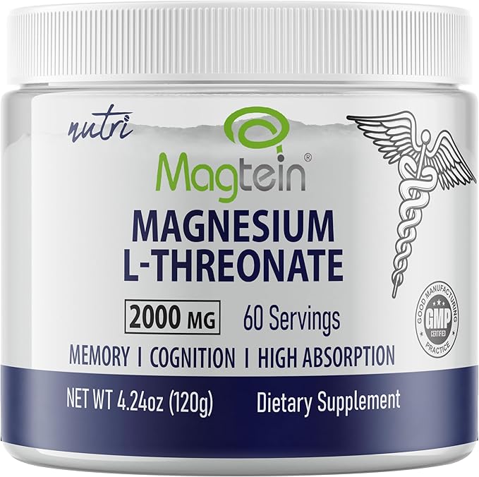 Nature's Fusions Magnesium Powder - 60 Servings - 2000mg Per Serving - Tasteless High Absorption Magnesium Supplement for Brain Health Sleep &amp Cognitive Function - Magnesium Powder 4 oz 120g