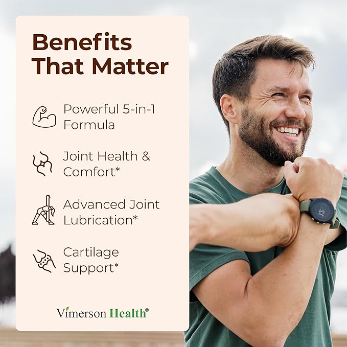 Joint Support Supplement with Glucosamine Sulfate Hyaluronic Acid Boswellia &amp MSM – Supports Joint Health Mobility &amp Bone Strength – for Daily Use – FSA Eligible 60 Capsules