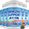 8 in 1 Immune Support Booster Supplement with Echinacea Vitamin C and Zinc 50mg Vitamin D 5000 IU Turmeric Curcumin &amp Ginger B6 Elderberry (8 in 1 Capsules (Pack of 5))