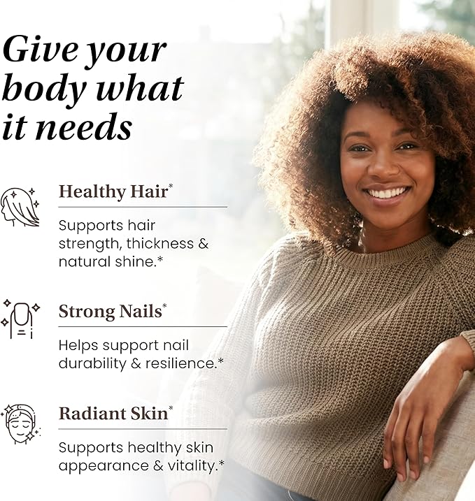 Sandhu's Biotin Collagen &amp Keratin Complex | Supports Normal Hair Growth Cycle | Vitamins for Skin &amp Nails | Hair Supplements for Women &amp Men | Made in USA | 60 Capsule Pills | with Hyalu