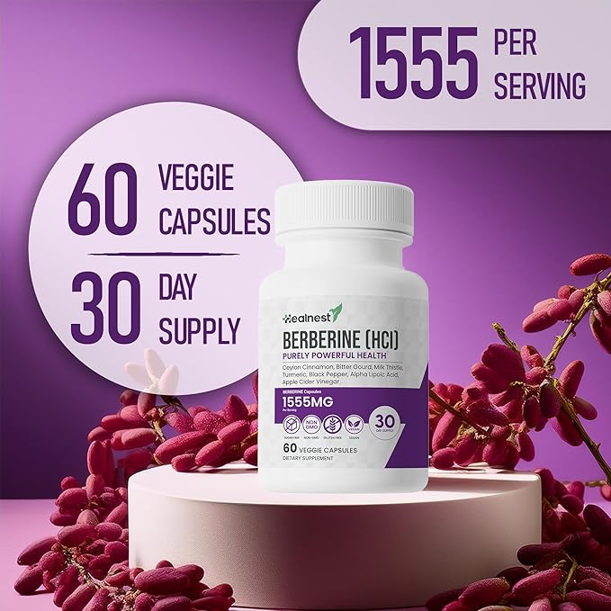 Berberine HCl 500 mg with Ceylon Cinnamon Turmeric Milk Thistle Bitter Gourd &amp Alpha Lipoic Acid - Non-GMO Gluten Free Vegan Capsules - 60 Count