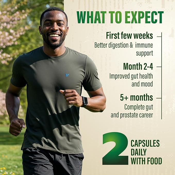 Probiotics for Men with Prebiotics - Men Probiotic Supplement for Digestive Health Gut Health Immune Health Bloating and Prostate Care - Strains Shelf Stable Gluten &amp Soy Free 60 capsules.