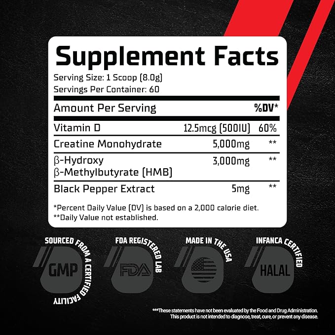 GMU SPORT Creatine 2.0 – Flavored Creatine + HMB Powder | 45 Servings | 5g Creatine Monohydrate + 3g HMB + Piperine | Strength Recovery &amp Muscle Builder | Delicious Watermelon Mix for Men &amp W