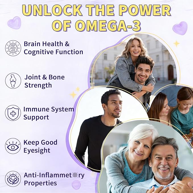 Vegan Omega-3 Gummies 900mg from Algae Oil - Fish Oil Alternative with DHA 500mg &amp EPA 200mg Vitamin B12 Folate &amp PS - Supports Brain Immune &amp Eye Health - Sugar-Free 120 Count