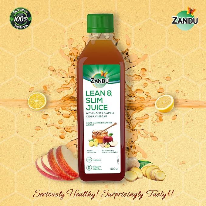 Zandu Lean &amp Slim Juice 500ml| with Honey &amp Apple Cider Vinegar Helps Maintain Healthy Weight &amp Boosts Metabolism 100% Ayurvedic and Natural