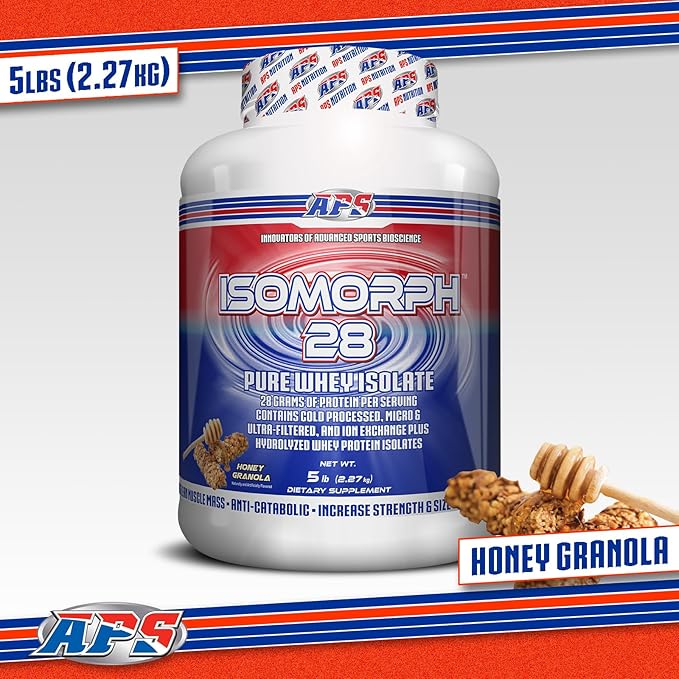 APS Nutrition Isomorph 28 Protein Powder | Pure Whey Isolate | Cold Pressed Ultra- Filtered &amp Ion Exchange Isolates | 28g Protein | 5 Pound (Honey Granola)