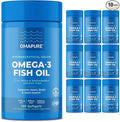 OMAPURE Wild Caught Omega-3 Supplements with High EPA &amp DHA (10 Bottles 120 Softgels) - Burpless Formula Supports Heart &amp Joint Health Promotes Brain Function