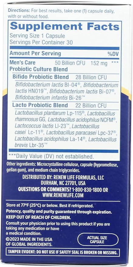 Renew Life Men's Care Probiotic 50B 30 Ct