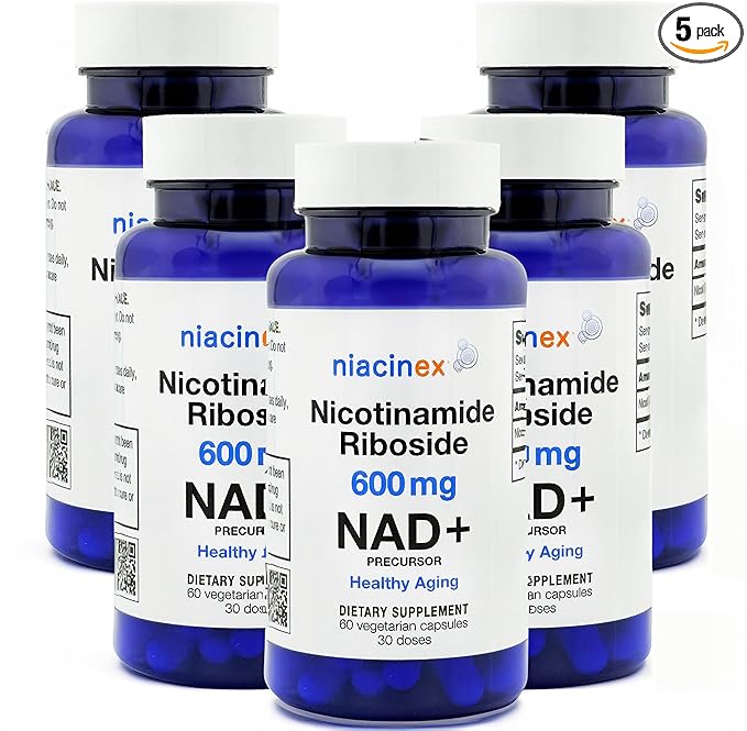 Nicotinamide Riboside 600mg NAD+ Precursor Supplement 60 Capsules for Healthy Aging Energy Metabolism Cellular Health (60 Count (5 Pack))