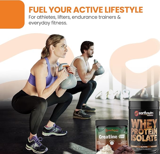 Whey Protein Isolate &amp Creatine Monohydrate Powder Bundle – Post Workout Drink for Strength Performance &amp Endurance – Non-GMO Gluten-Free Sugar-Free – 25g Protein Chocolate and Unflavored 2
