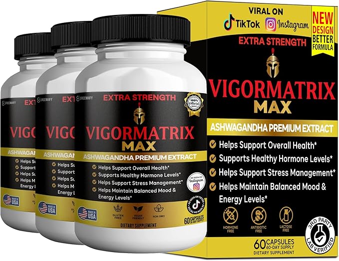 Vigormatrix Max Ashwagandha Premium Extract 60 Capsules Gluten Free Vegan Non-GMO (3)