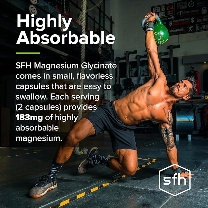 SFH Magnesium Glycinate 183mg - Highly Absorbable for Relaxation Sleep &amp Recovery Gentle on Stomach Easy-to-Swallow Capsules 45-Day Supply
