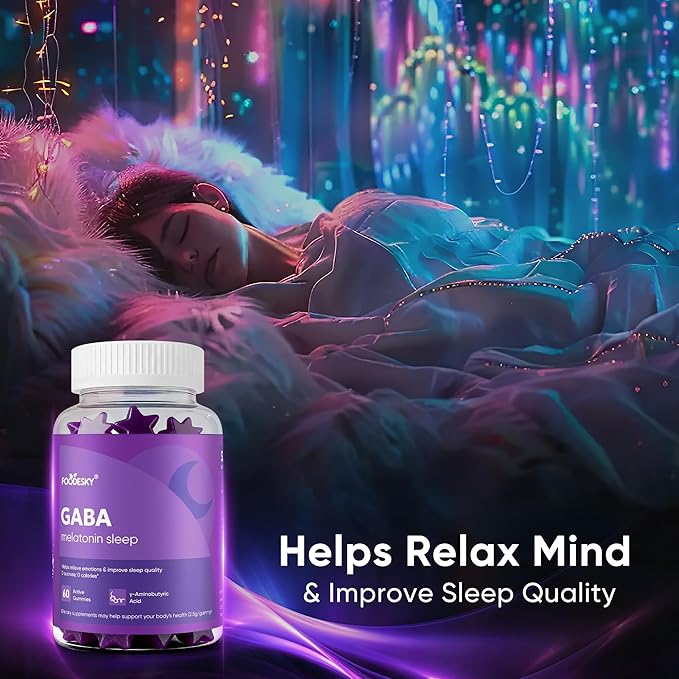 GABA Sleep Gummies | Natural Mood Support &amp Restful Sleep | 60 Gummies | Sugar-Free Calorie-Free | Non-Habit Forming (3PCS)