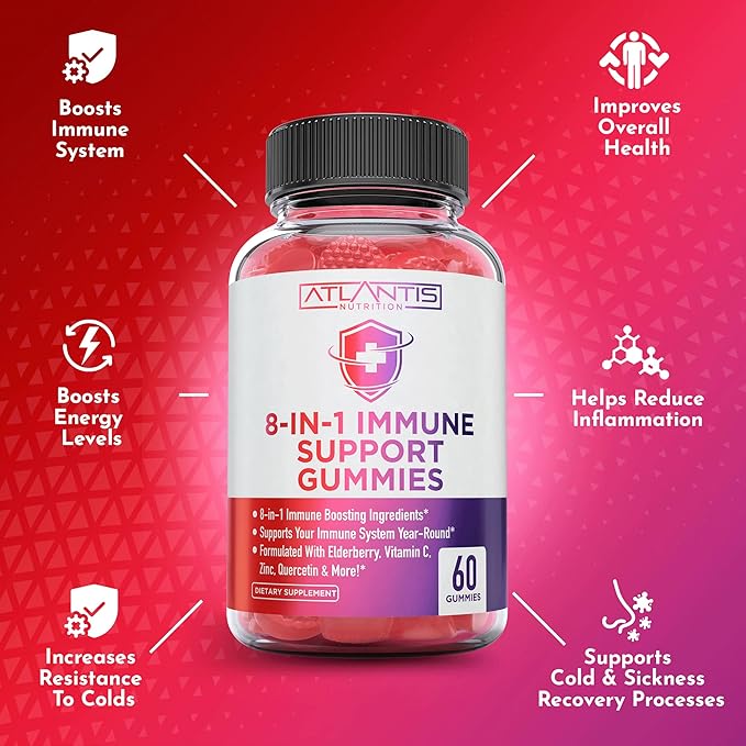 Atlantis Nutrition 8-in-1 Immune Support 60 Gummies + Ashwagandha 60 Gummies