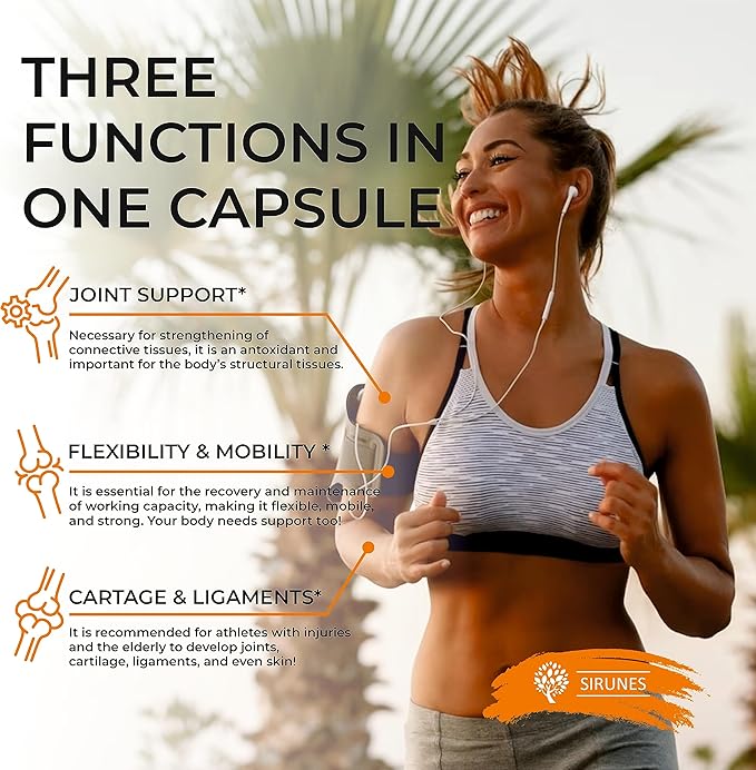 SIRUNES Bovine Collagen Supplements for Men and Women I Hydrolyzed Grass Fed Bovine Collagen Peptides Dietary Supplement for Joint Nerve &amp Bone Support - Non-GMO Anti-Aging - 100 Capsules