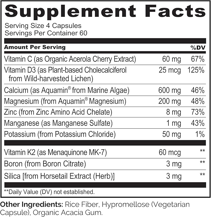 NATURELO Calcium Supplement for Bone Strength with Calcium 600mg - 240 Capsules and One Daily Multivitamin for Women - 120 Capsules - 4 Month Supply Bundle