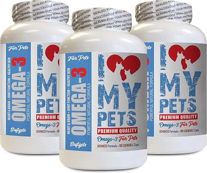 Heart Support Dog - Omega 3 Fatty ACIDS for Pets - Dogs and Cats - Premium Health - Wellness Dog Treats - 540 Softgels (3 Bottles)