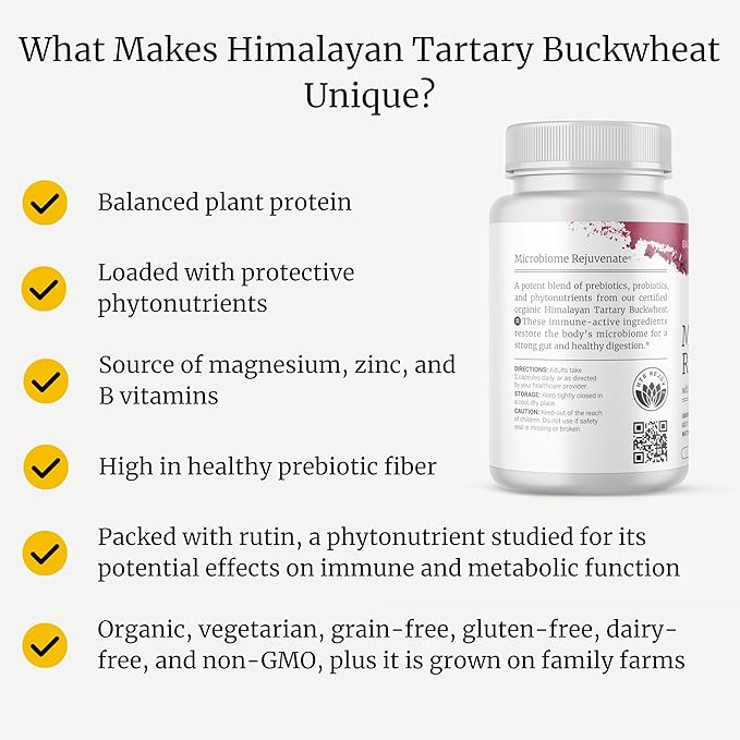 BIG BOLD HEALTH Microbiome Rejuvenate Prebiotic + Probiotic Supplement for Gut Health &amp Immune Support - with Himalayan Tartary Buckwheat - Gluten-Free (60 Count)