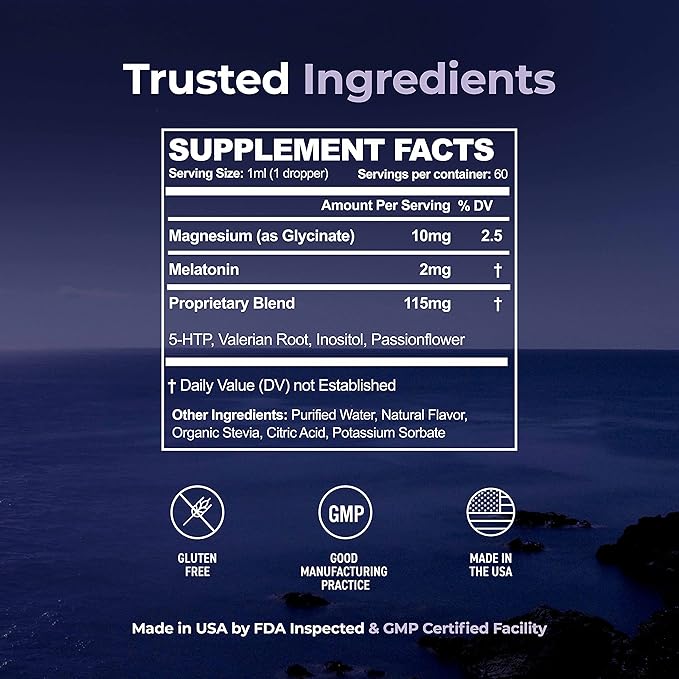 Ultra6 Nutrition Melatonin Drops with Valerian Root - Liquid Melatonin Sleeping Supplement with 5 HTP &amp Passion Flower - A Liquid Sleep Aid Strength Blend for Adults (Pack of 2)