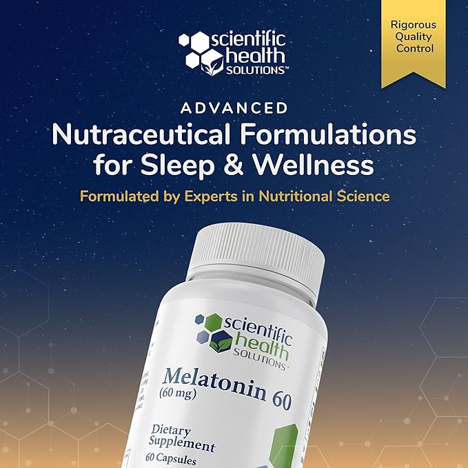 Melatonin 60mg | High Dosage Melatonin in Easy-to-Swallow Capsules | Vegan Non-GMO &amp Gluten-Free | US-Made Extra Strength (Single)