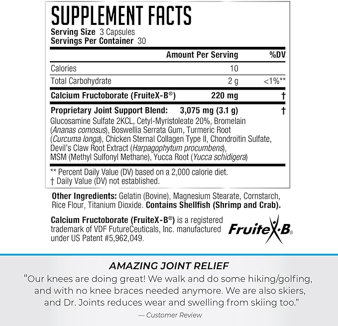 NDS Nutrition Advanced - Joint Health Formula with FruiteX-B Glucosamine &amp Chondroitin - Improved Mobility &amp Flexibility - 90 Capsules