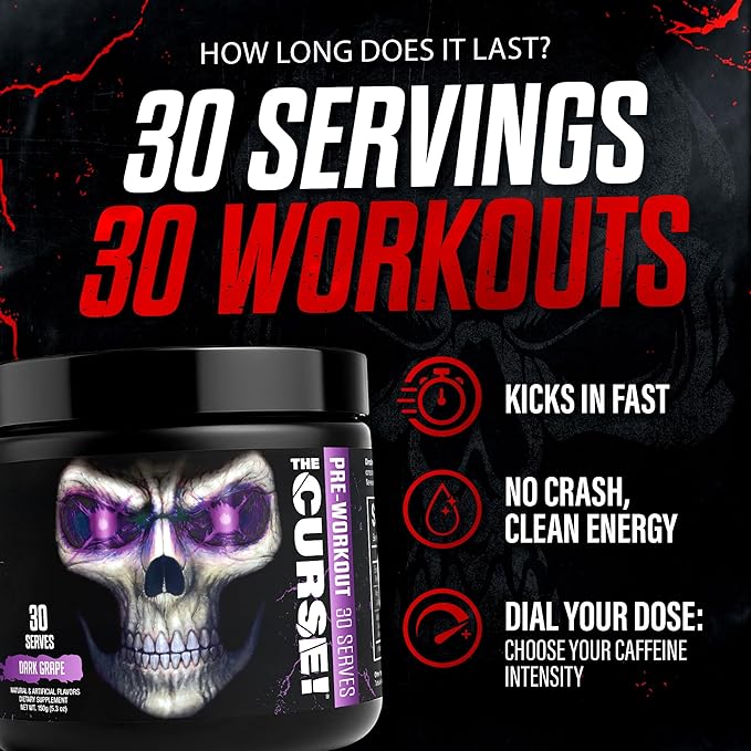 JNX SPORTS The Curse! Watermelon Flavor Pre Workout Powder with Creatine – Extreme Energy Preworkout for Men &amp Women – 30 Servings – L Citrulline Beta Alanine &amp Caffeine for Pump Strength &a