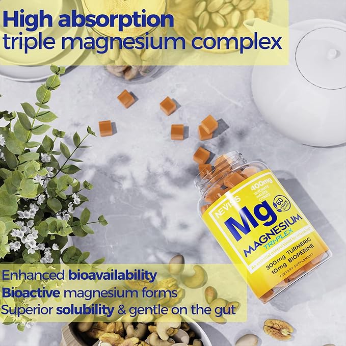 Vegan Omega 3 Gummies 1000mg + Magnesium Supplement Complex 400mg