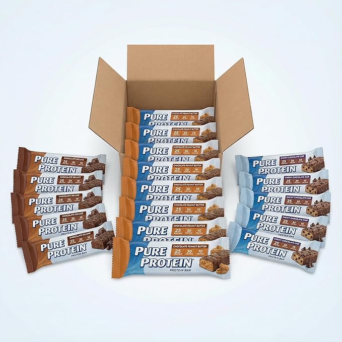 Pure Proteins Bars Nutrient Rich Snacks with High Protein for Energy Support Minimal Sugar Gluten-Free Variety Pack (In NEYUM Packaging) (25 Pack)